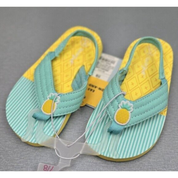 Girl's Pineapple Sandals Cat and Jack 7/8  Slip-on with Back Strap - Picture 6 of 6